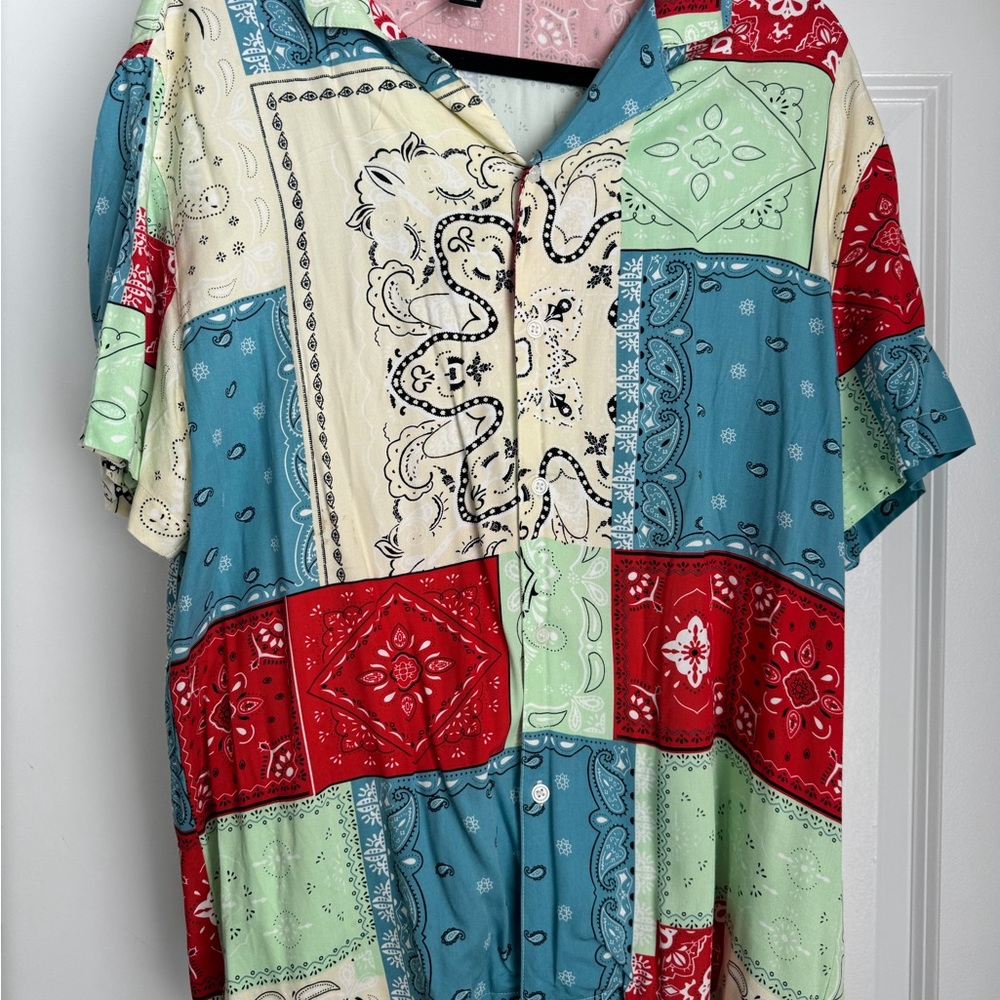 Multicolor Patchwork Men's Shirt